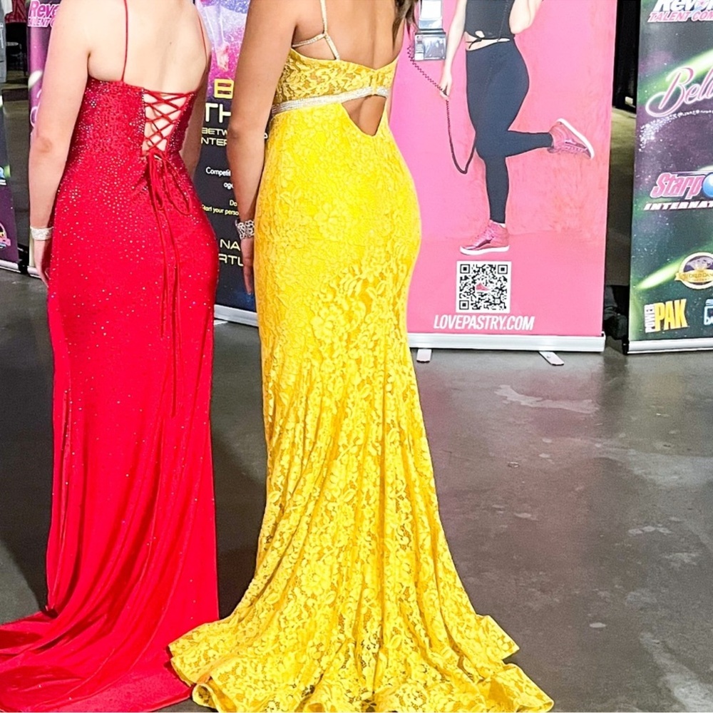 Jovani Yellow Embellished Prom Dress Worn Once